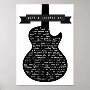 Jag lovar dig Black & White Guitar Sång Lyric Poster