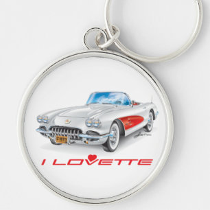 JAG LOVETTE UNIQUE CAR DESIGN RUND SILVERFÄRGAD NYCKELRING