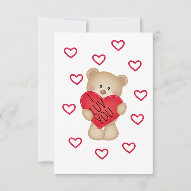 JAG LUV DIG Nalle Valentine Card Tack Kort (Framsida)