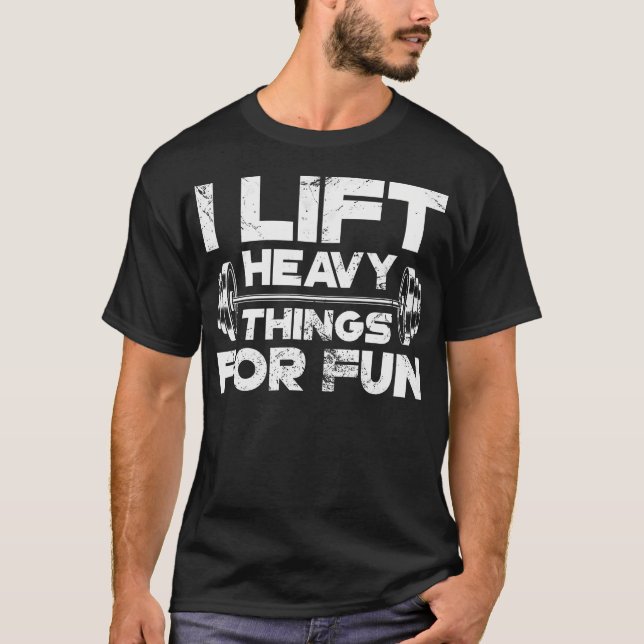 Jag Lyfter Tunga Sak För Nöjes Skull Tyngdlyftning T Shirt (Framsida)