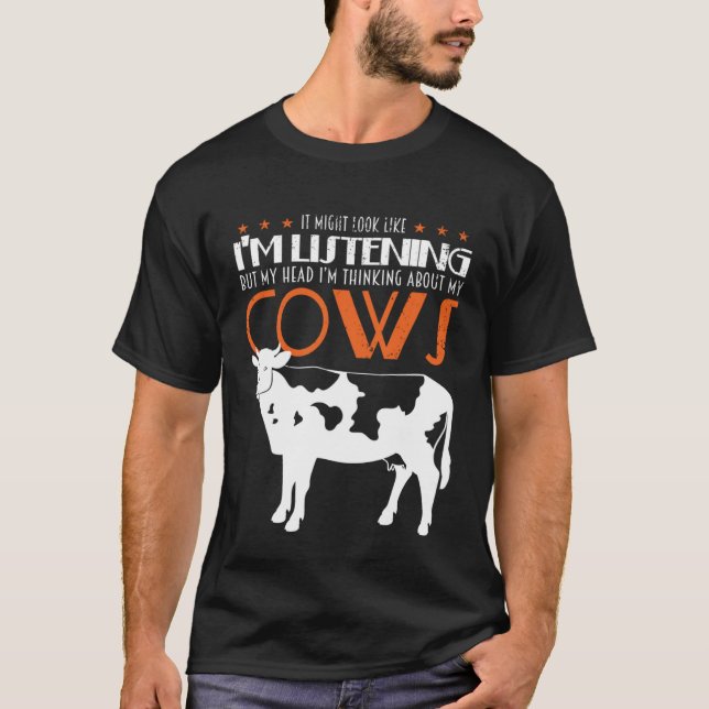 Jag lyssnar men tänker på mina kor t shirt (Framsida)