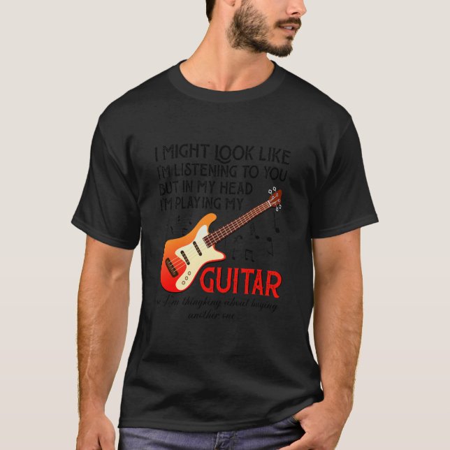 Jag lyssnar på dig och spelar min gitarrofoni t shirt (Framsida)
