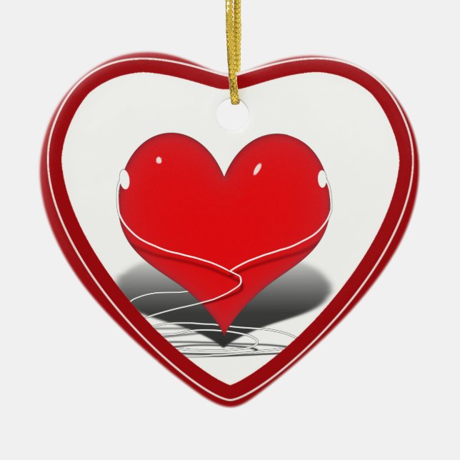 Jag lyssnar (Red Heart) Julgransprydnad Keramik (Framsidan)