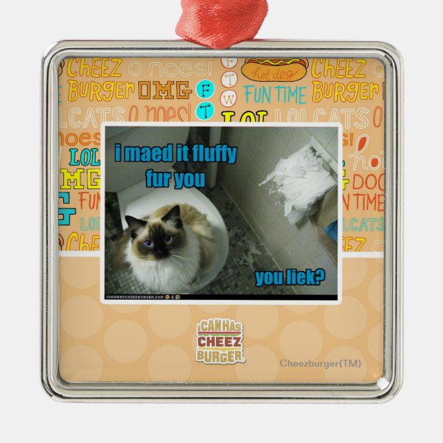 Jag maed det fluffig päls dig julgransprydnad metall (Framsidan)