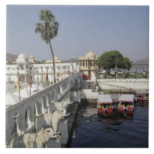 Jag Mandir-palatset, Picholasjön, Udaipur, Indien. Kakelplatta