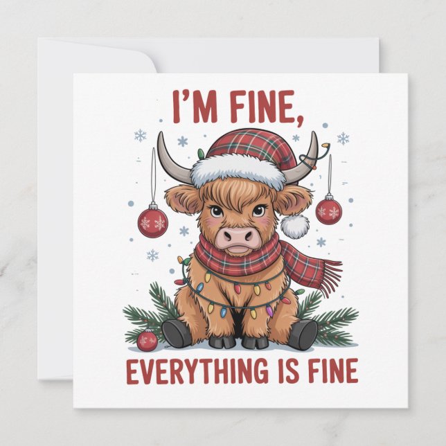 Jag Mår Bra Allting är Bra Jul Highland Ko Julkort (Framsida)