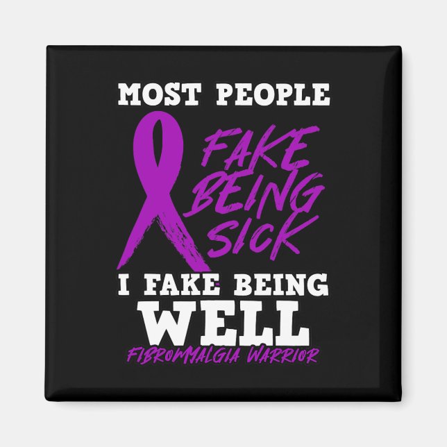 Jag mår bra. Lila Fibromyalgia Medvetenhet Magnet (Framsidan)