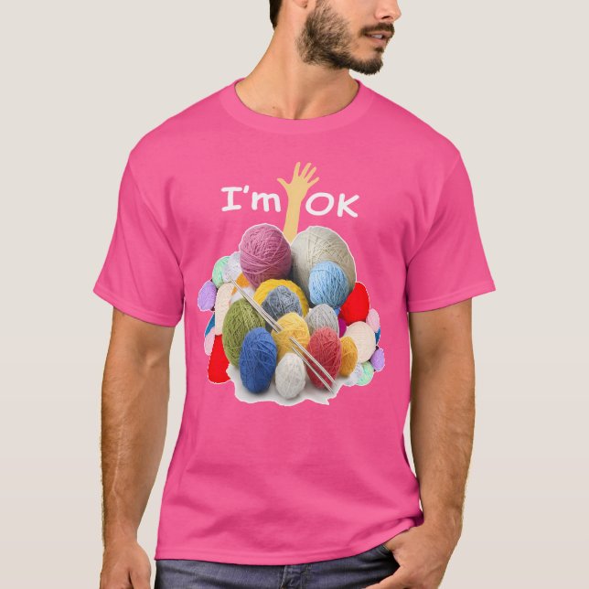 Jag mår bra - Rolig virkad och stickad garnröra T Shirt (Framsida)