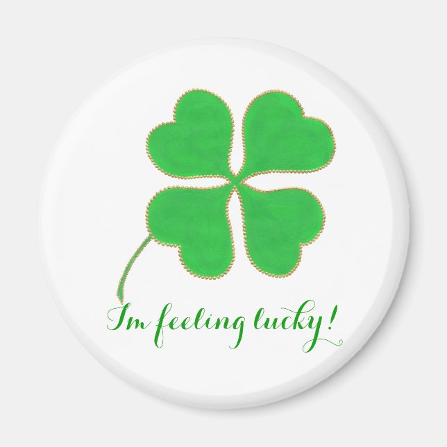 Jag mår Lucky Green Gold Dots Shamrock-magneter Magnet (Framsidan)