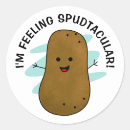 Jag mår Spudaktiskt Potatis Runt Klistermärke