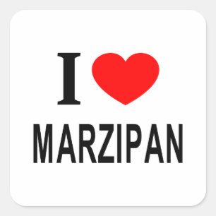 Jag ❤️ MARSIPAN Jag älskar MARSIPAN Jag älskar MAR Fyrkantigt Klistermärke