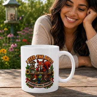 Jag matar fåglarna Ekorrar Hantera skötsel Roligt Kaffemugg