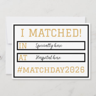 Jag matchade Match Day-meddelande Inbjudningar