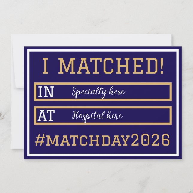 Jag matchade Match Day-meddelande Inbjudningar (Framsida)