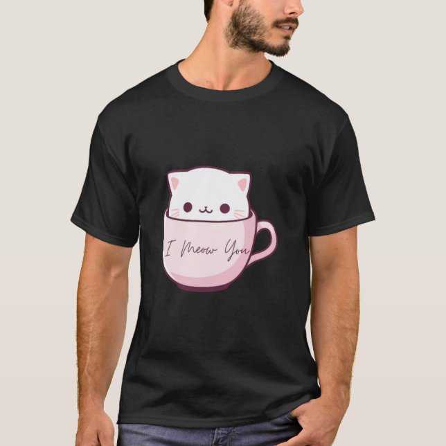 Jag mede dig Cute Cat i Tekopp T Shirt (Framsida)