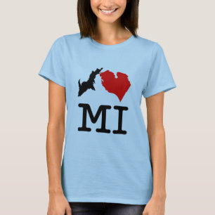 Jag ♥ MI (I-hjärta Michigan) tänder, finstiltt T Shirt
