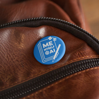 Jag, mig själv och AI, White Art Pin Knapp