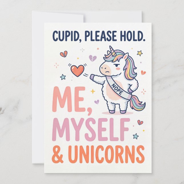 Jag, Mig själv och Enhörningar Roligt vykort (Framsida)