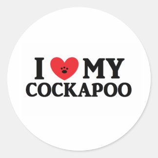 Jag ♥ min Cockapoo Runt Klistermärke