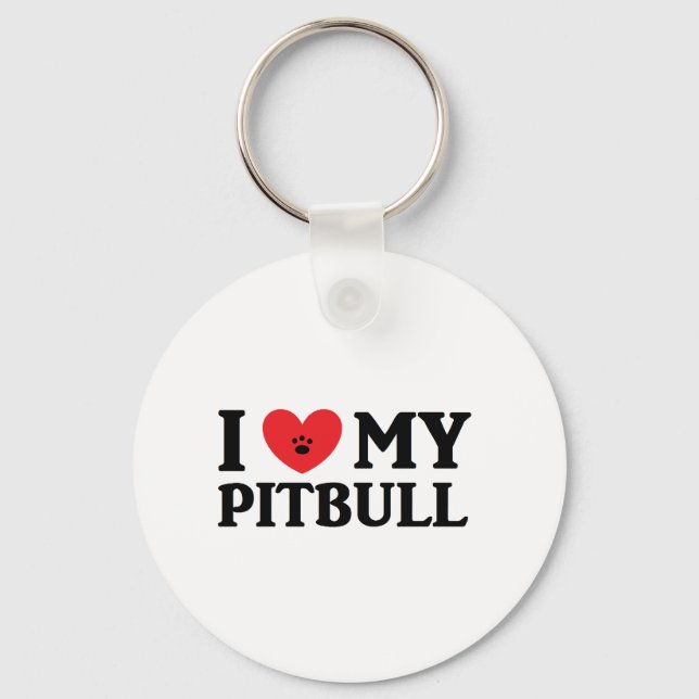 Jag ♥ min Pitbull Nyckelring (Framsida)