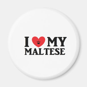 Jag ♥ Mina maltesiska Magnet
