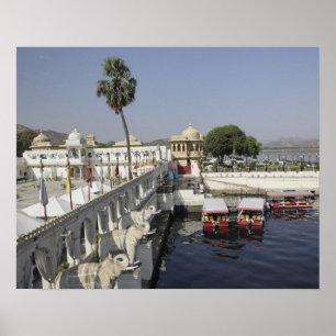 Jag Mindar Palace, Sjö Pichola, Udaipur, Indien. Poster