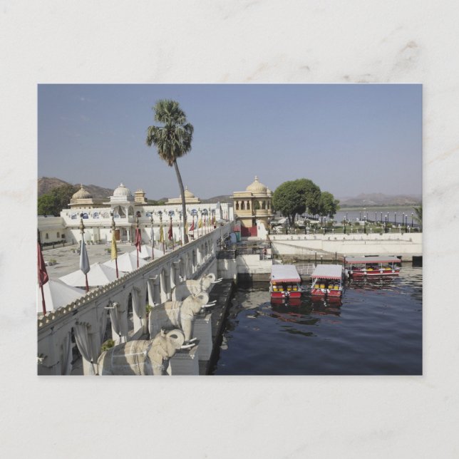 Jag Mindar Palace, Sjö Pichola, Udaipur, Indien. Vykort (Framsida)