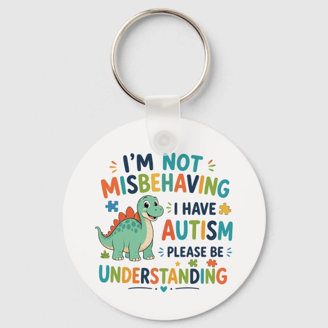 Jag misbehär mig inte, jag har autism nyckelring (Framsida)