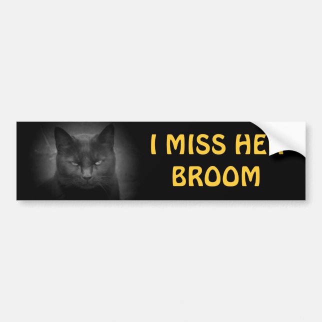 Jag missa henne kvasten - svart katt bildekal (Framsidan)