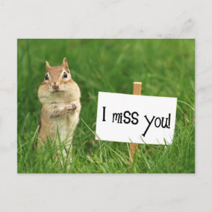 Jag missar dig Chipmunk med signatur Vykort
