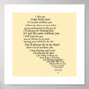 Jag missar dig text i halva hjärtat poster