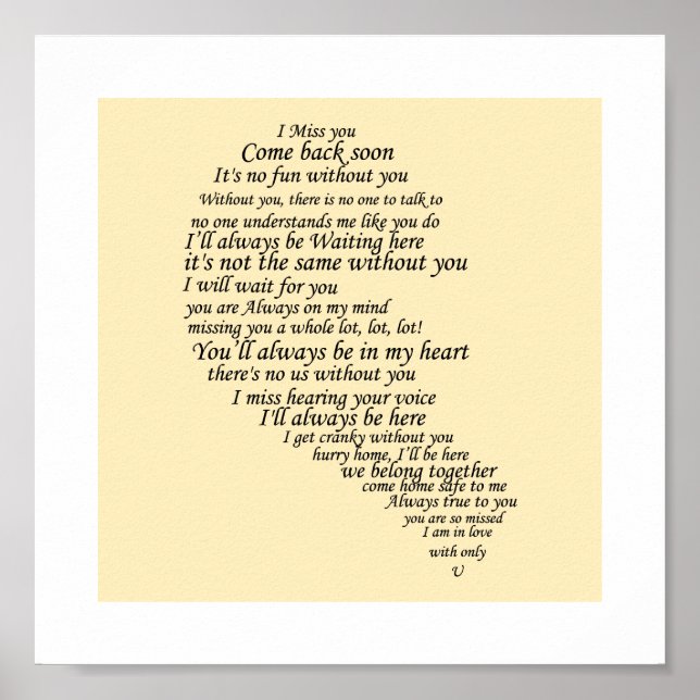 Jag missar dig text i halva hjärtat poster (Framsidan)