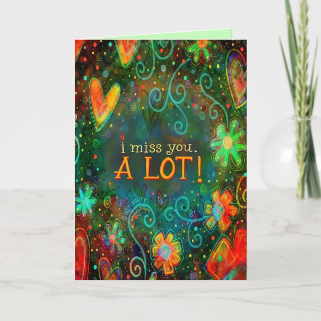 Jag missar din Blommigt Hjärtat Söt Kort (Framsida)