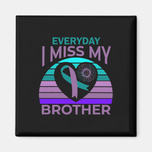 Jag missar min broder Heart Ribbon Suicide Awarene Magnet