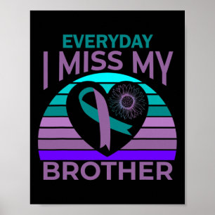 Jag missar min broder Heart Ribbon Suicide Awarene Poster