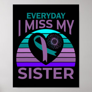 Jag missar min syster Heart Ribbon Suicide Awarene Poster