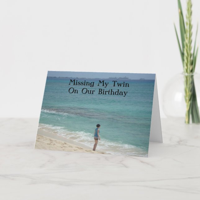 JAG MISSAR MIN TWIN PÅ VÅR BIRTHDAY KORT (Framsida)