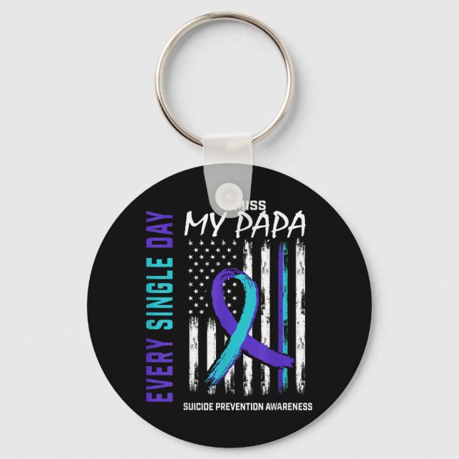 Jag missar mitt Pappa Suicide Awareness Prevention Nyckelring (Framsida)