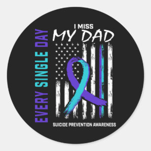 Jag missar mitt Pappa Suicide Awareness Prevention Runt Klistermärke