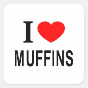 Jag ❤️ MUFFINS JAG ÄLSKAR MUFFINS JAG HJÄRTAT MUFF Fyrkantigt Klistermärke