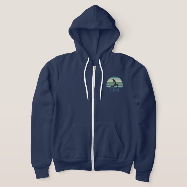 Jag Namnteckning Ocean Grönt Zip-up Hoodie T Shirt (Laydown)