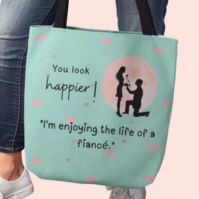 Jag njuter av livet på en fästman tygkasse (You look happier! "I'm enjoying the life of a fiancé." custom name tote bag)