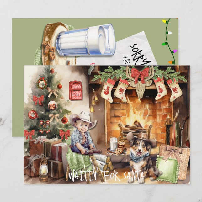 Jag och Buddy Waitin för juljulkort Julkort (Fram/baksida)