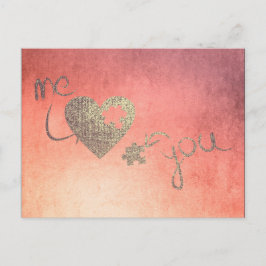 Jag och du Heart Puzzles Kärlek Valentine Ro Guld Helg Vykort