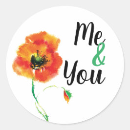 Jag och du Poppy Runt Klistermärke