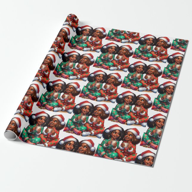 Jag och min Bestie - Black Girl Wrapping Papper Presentpapper (Utrullad)