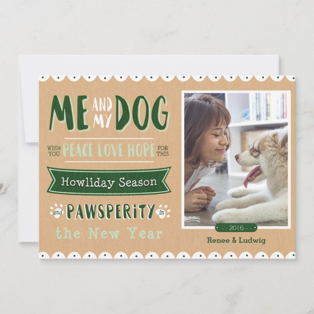 Jag och min Hund 5 x 7-julkort Julkort (Framsida)