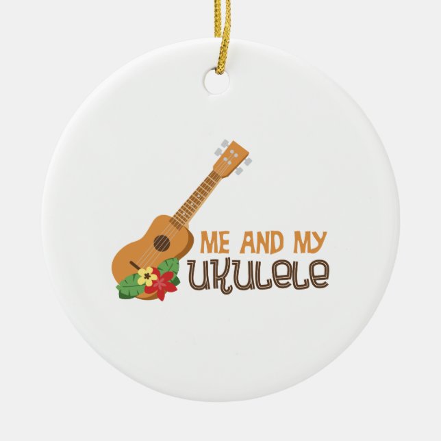 Jag och min Ukulele Julgransprydnad Keramik (Framsidan)