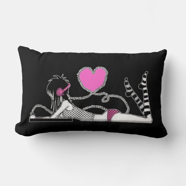 Jag och My Music Black and White Pillow Lumbarkudde (Framsida)