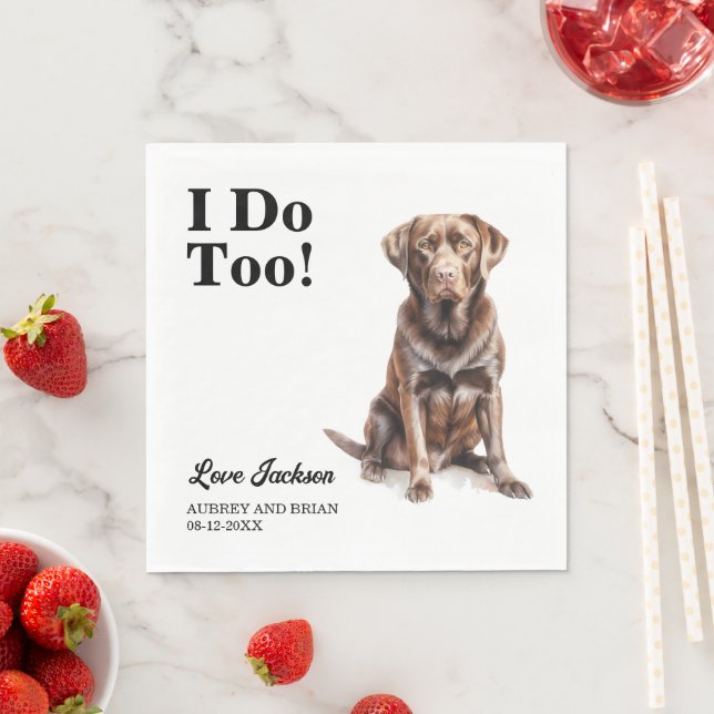 Jag också! Choklad Lab Hund bröllop husdjur Pappersservett (Insitu)